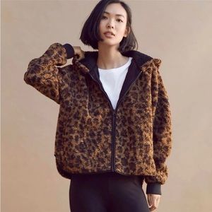 Lou & Grey for LOFT Leopard print Cozy Up Sherpa Jacket.Soft & Cozy!Size XXS